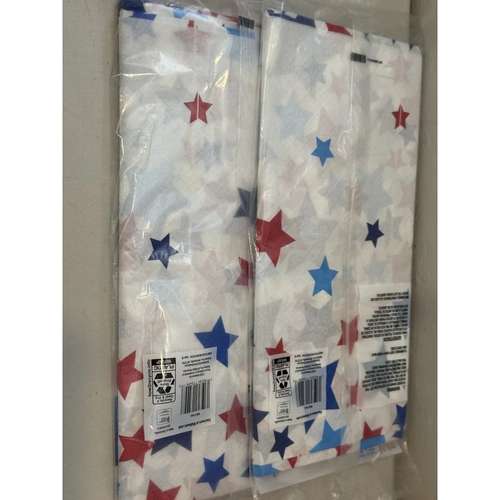 Vintage Lot of 2 Paper Table Covers Stars USA Celebration 54 x 84